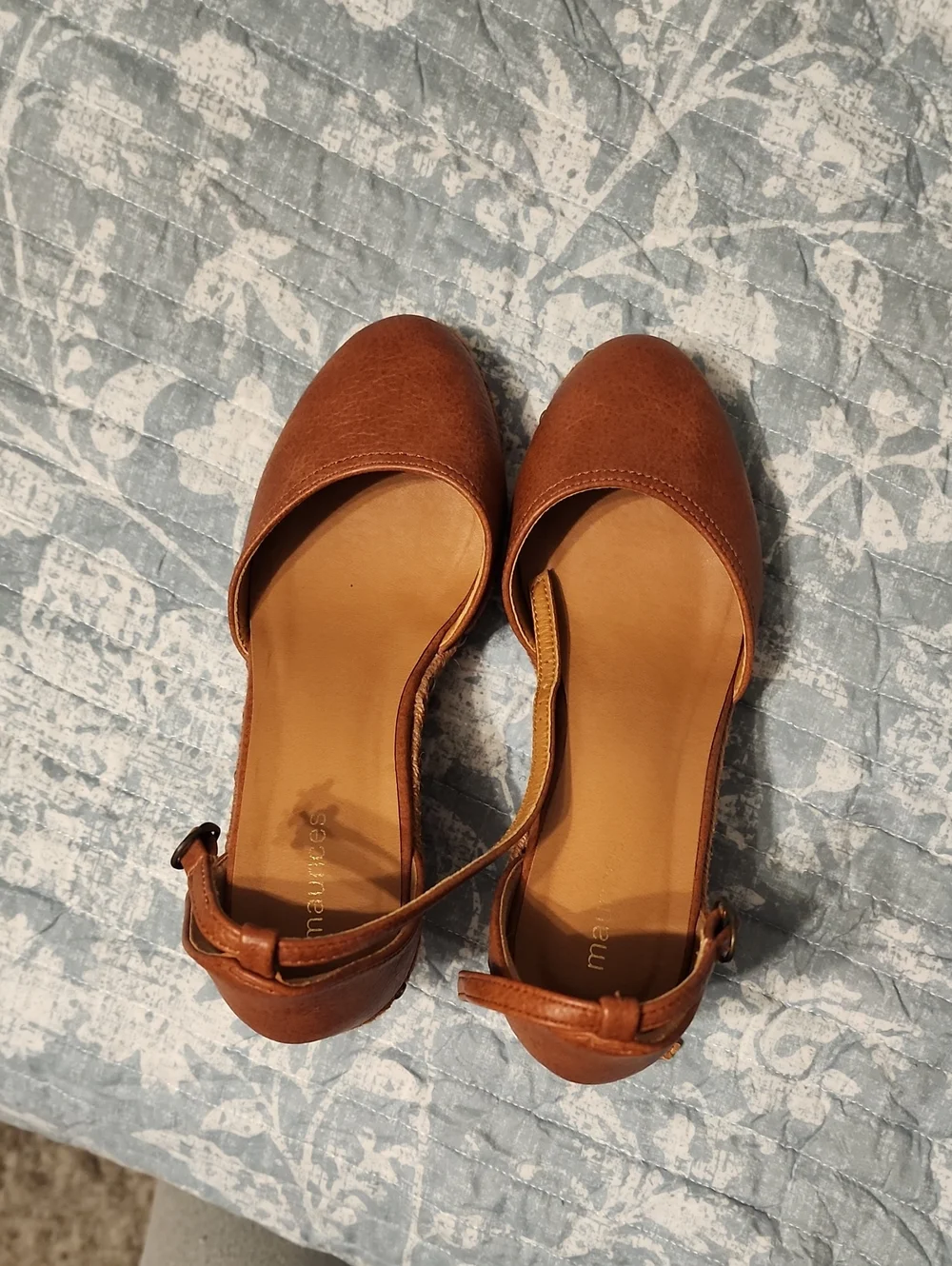 Brown Wedge Ankle-Strap Heels